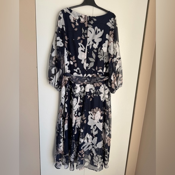 DKNY navy floral print chiffon maxi dress NWT - Picture 2 of 10